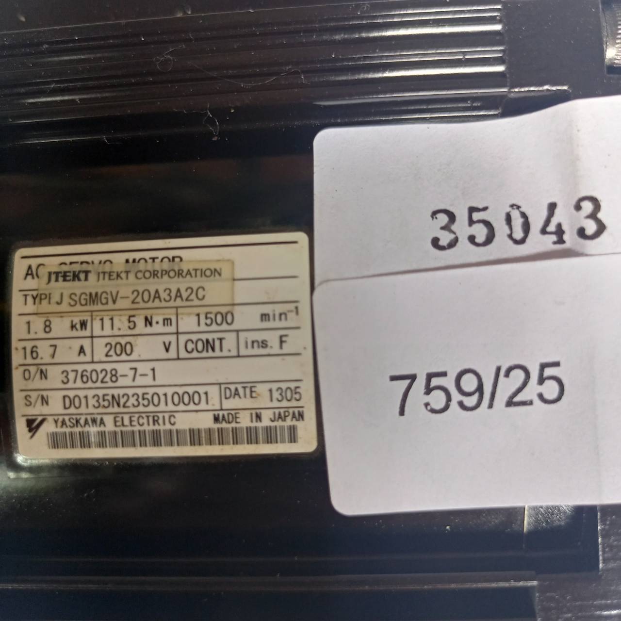 SGMGV-20A3A2C SERVO MOTOR " YASKAWA "