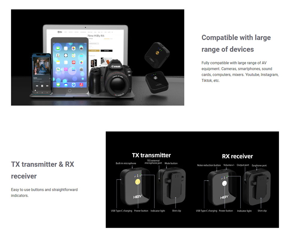 ขาย Hiby MC1 ไมโครโฟน รับ/ส่ง สัญญาณเสียงแบบไร้สาย ประกันศูนย์ไทย