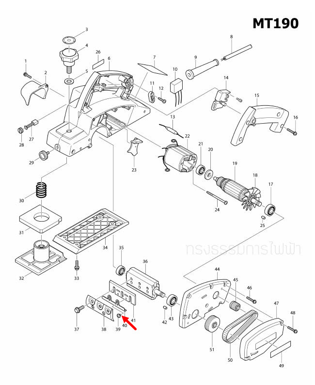 PAN HEAD SCREW M4X5 กบไสไม้ไฟฟ้า Maktec มาคเทค, Makita มากีต้า MT190, M1100, M1100KX1B, M1901, M1901B, M1902, M1902B Pn.265132-2 (แท้) ##