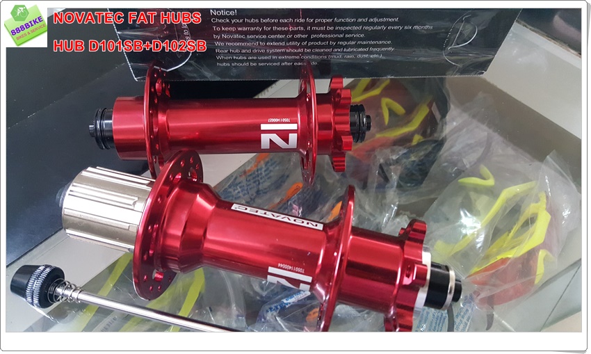 ดุมดิสเสือภูเขาล้อโต ดุมเสือภูเขา NOVATEC FAT BIKE, D101SB+D102SB (สีแดง) ขนาด 32 รู ดุมล้อโต ดุม fatbike