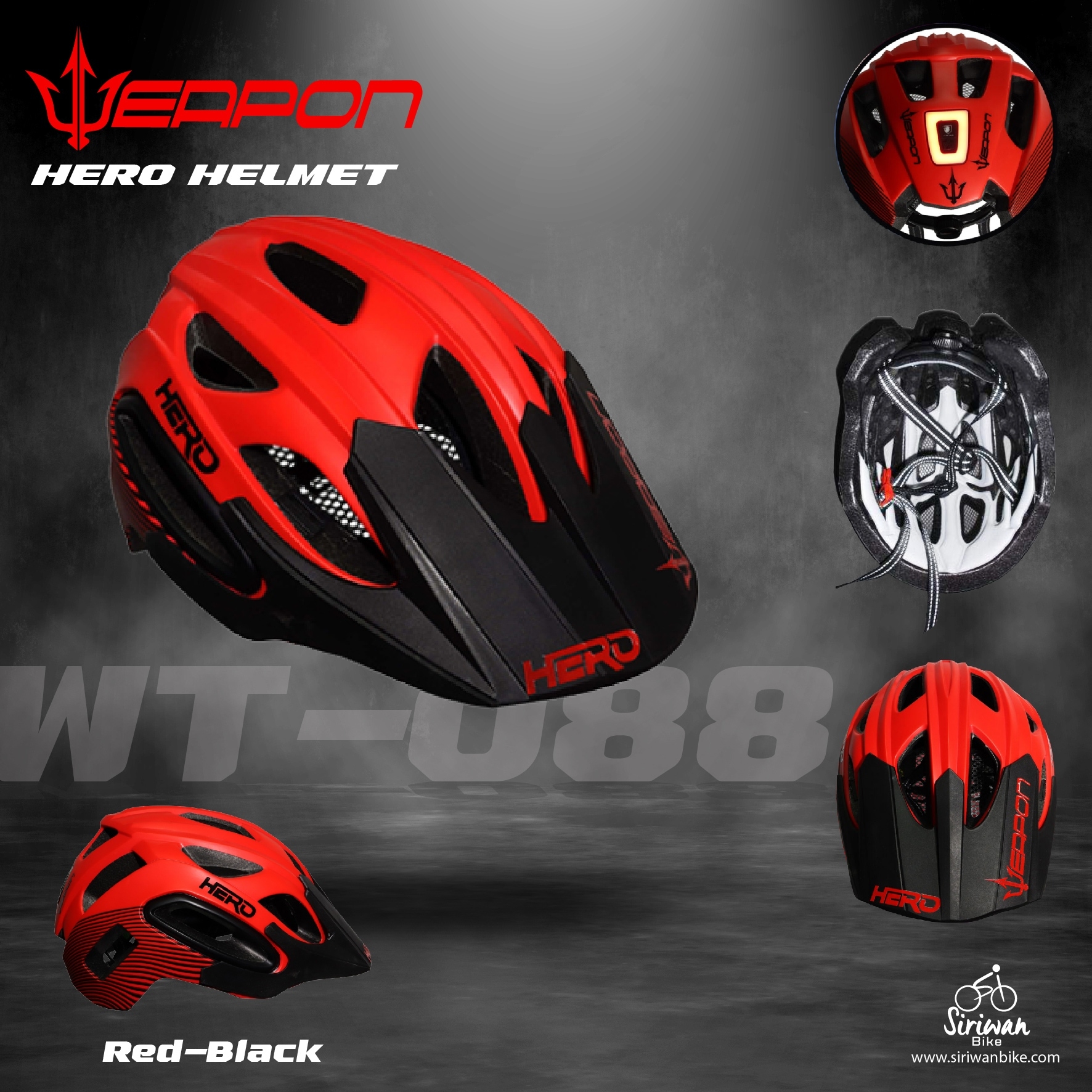 WEAPON รุ่น WT-088 หมวกจักรยาน หมวกปั่นจักรยาน SIZE L เส้นรอบศรีษะ 58-61เซนติเมตร