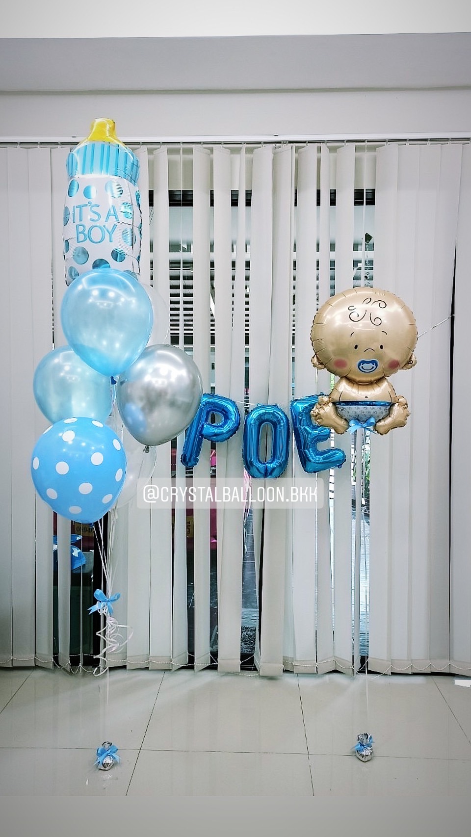 ลูกโป่ง Welcome Baby Boy ช่อลูกโป่งฟอยล์ขวดนม ช่อ 7 ลูก 1 ช่อ พร้อมตกแต่ง ฟอยล์เด็กทารก 1 ชิ้น,ฟอยล์ตัวอักษร ขนาด 16" 3 ตัวอักษร สามารถเปลี่ยนสีลูกโป่ง/เปลี่ยนสี-ฟอยล์ตัวอักษร/เปลี่ยนฟอยล์ตกแต่งได้