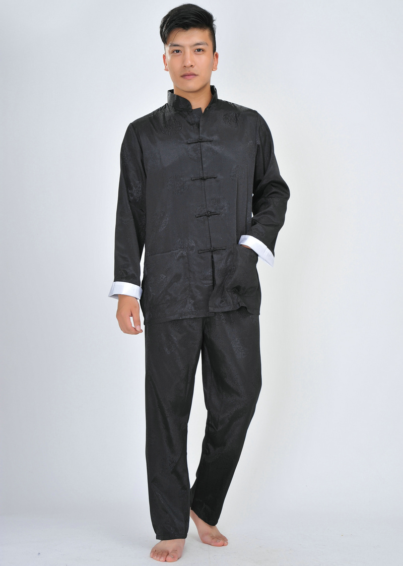 Pre-order ชุดจีน ชาย เสื้อพร้อมกางเกง สีดำ