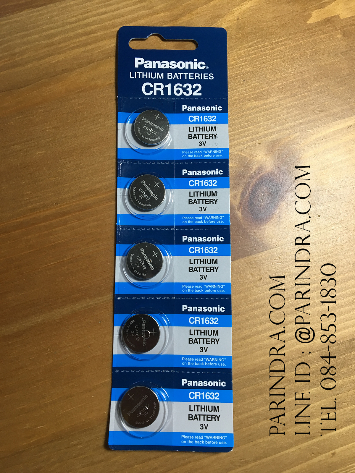 แบตเตอรี่เม็ดกระดุม PANASONIC CR1632 3V Lithium Battery สำหรับ รีโมทรถยนต์ ยกแผง 5 ก้อน