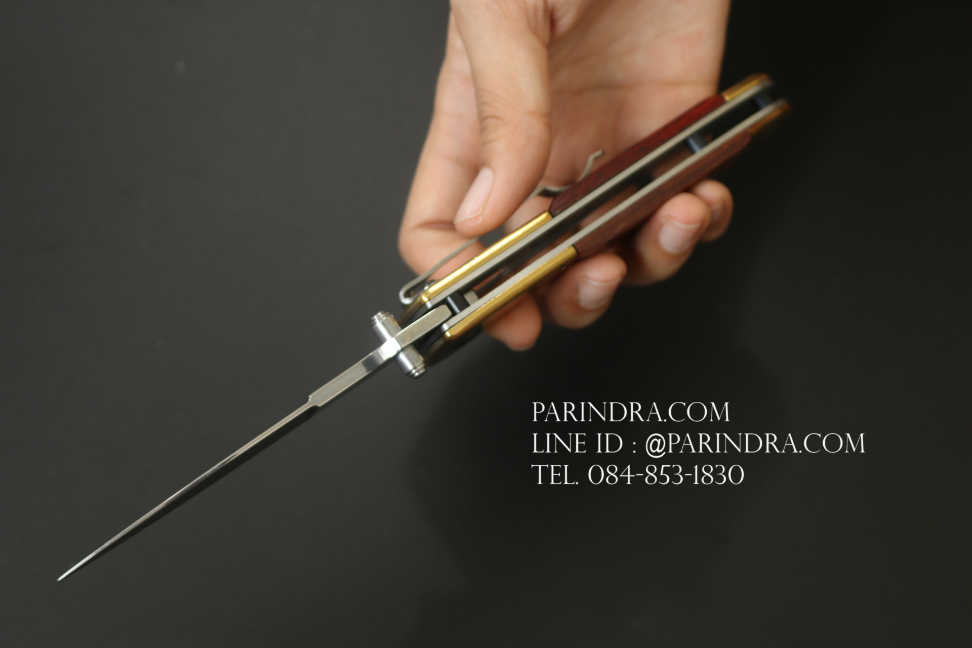 มีดพับ Browning รุ่น DA69 ขนาด 9 นิ้ว ด้ามสีทองเหลือง ประกับไม้ เปิดไว (OEM)