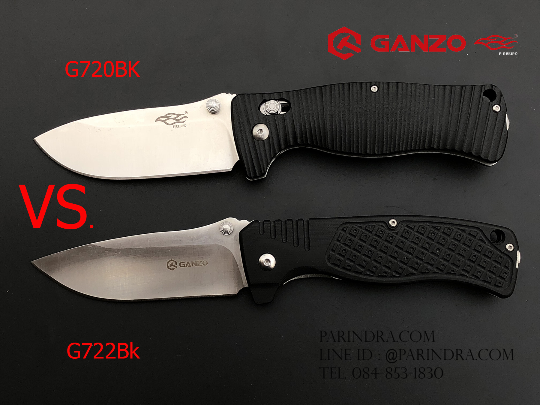 มีดพับ Ganzo กานโซ่ รุ่น G722 BK สีดำสนิท หนาถึก แข็งแกร่ง ของแท้ 100%