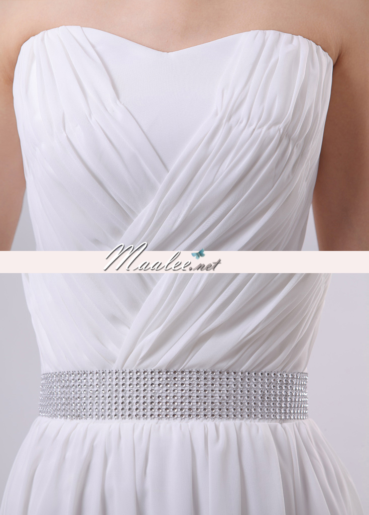 พร้อมส่ง ชุดราตรียาว เกาะอก ผ้าชีฟอง สีชมพู คอเว้า Sweet Heart จับเดรป แต่งเลื่อมที่เอว