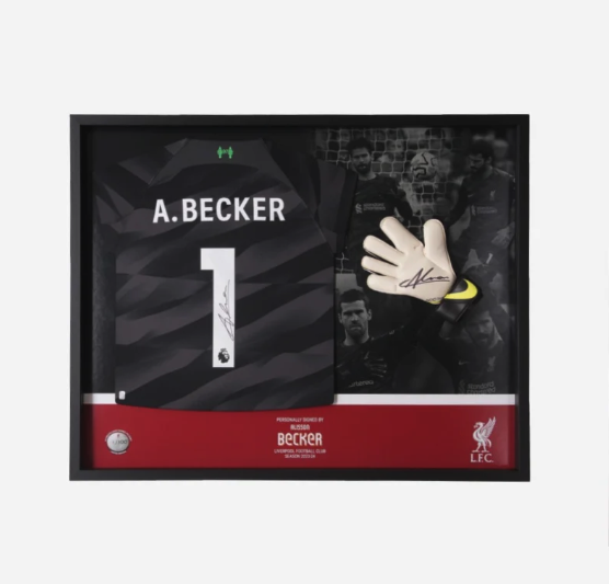 เสื้อลิเวอร์พูล 2024 2025 ลายเซ็นต์ Alisson A.BECKER 1 +ถุงมือผู้รักษาประตู มีใบรับรองลายเซ็นต์มือของแท้ในกล่อง