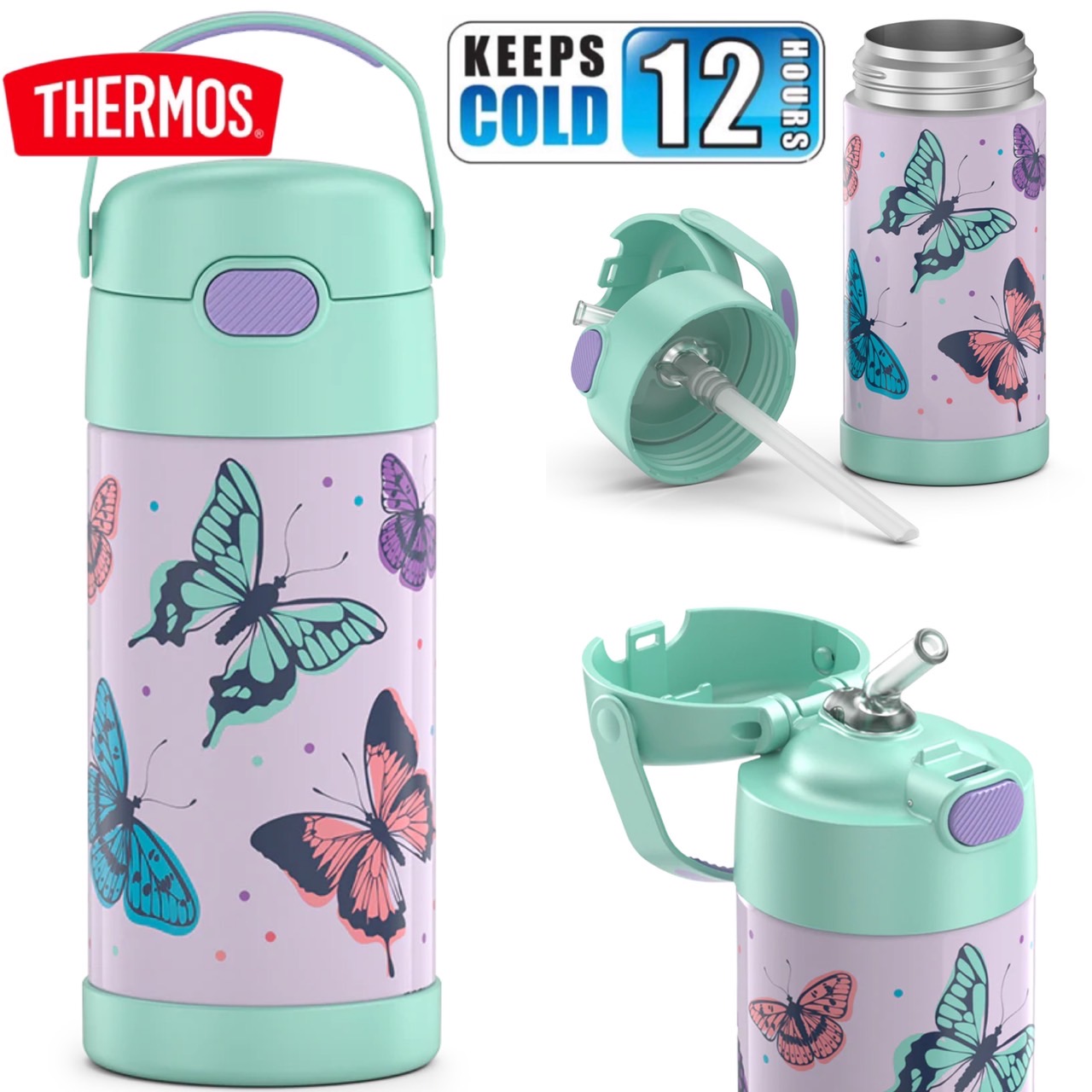 New กระติกน้ำเก็บความเย็น มีหูหิ้วTHERMOS Butterfly 12 Cocomelon