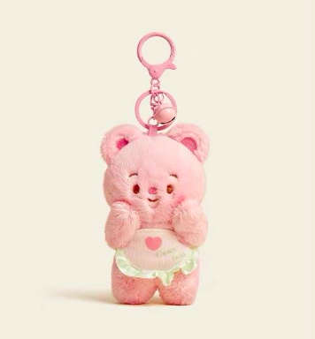 PRE. พวงกุญแจ ตุ๊กตาหมี (สีชมพูผ้ากันเปื้อน) รอ 9-14 วัน