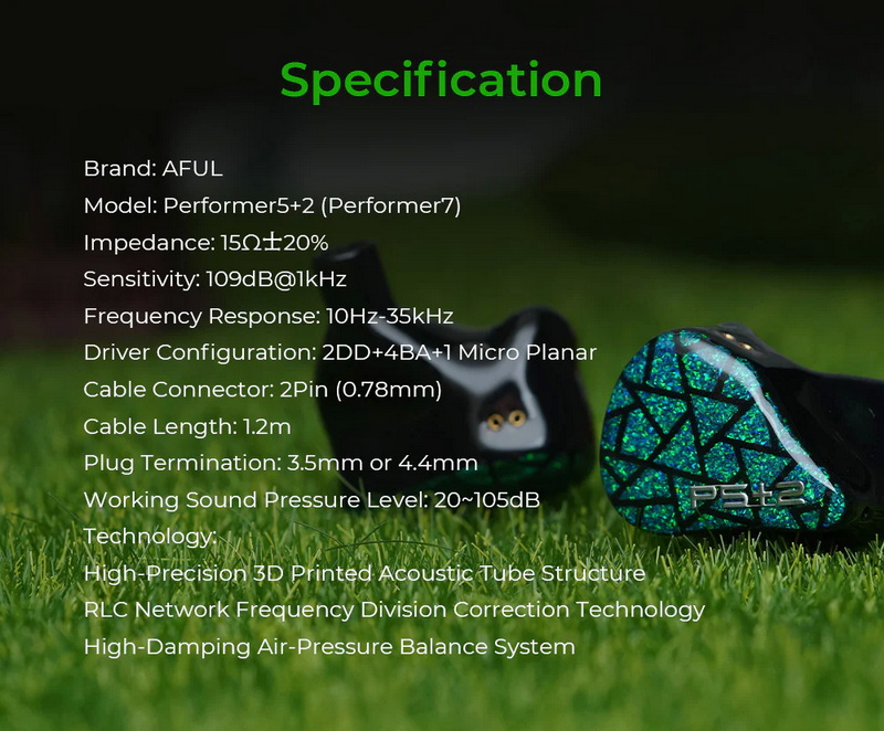 AFUL Performer 5+2 หูฟัง IEMs 7 ไดรเวอร์ 2DD+4BA+1Planar สายชุบเงินถัก8 ประกันศูนย์ไทย