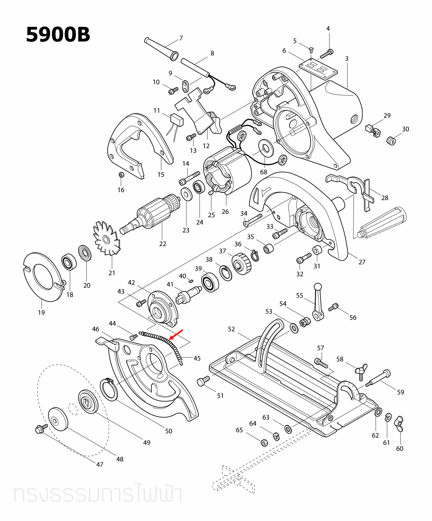 สปริง เลื่อยวงเดือน Makita มากีต้า 5900B [#45] Pn.231766-3 (แท้)##