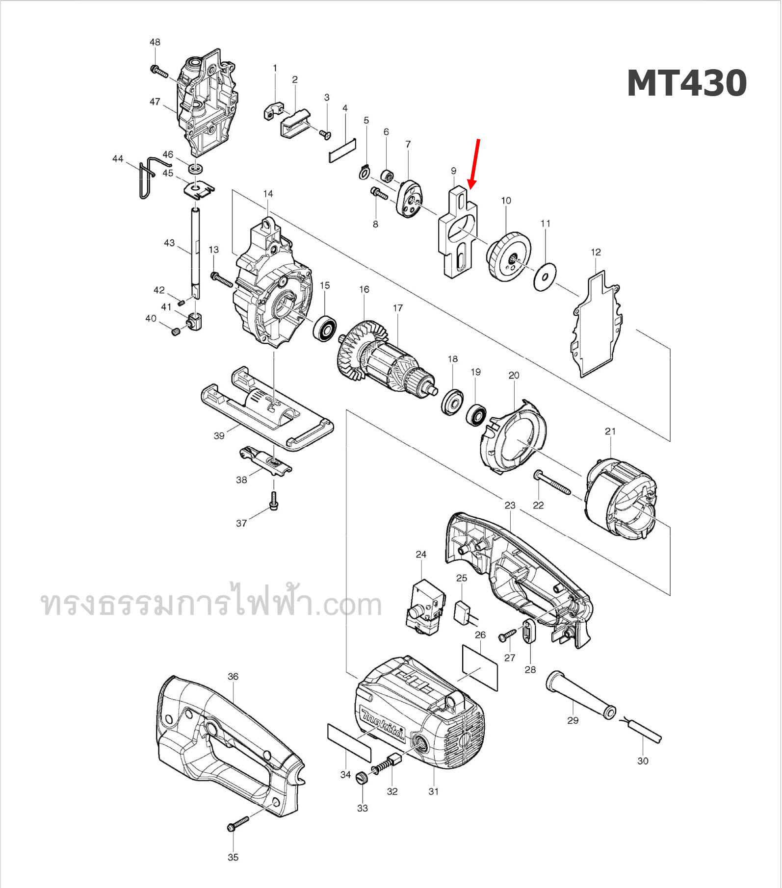 BALANCE PLATE จิ๊กซอว์ Maktec, Makita MT430, M4302, M4302B [#9] Pn.313161-0 (แท้) ##