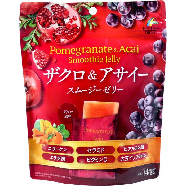 🍇✨เยลลี่สมูทตี้ซุปเปอร์ฟู้ด UHA Pomegranate & Acai Smoothie Jelly (10gx14ซอง)