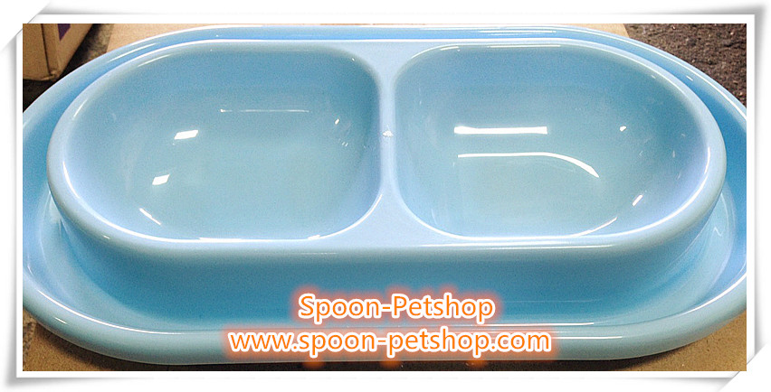 ชามกันมด 2 หลุม มี 2 สี ฟ้า และ ชมพู