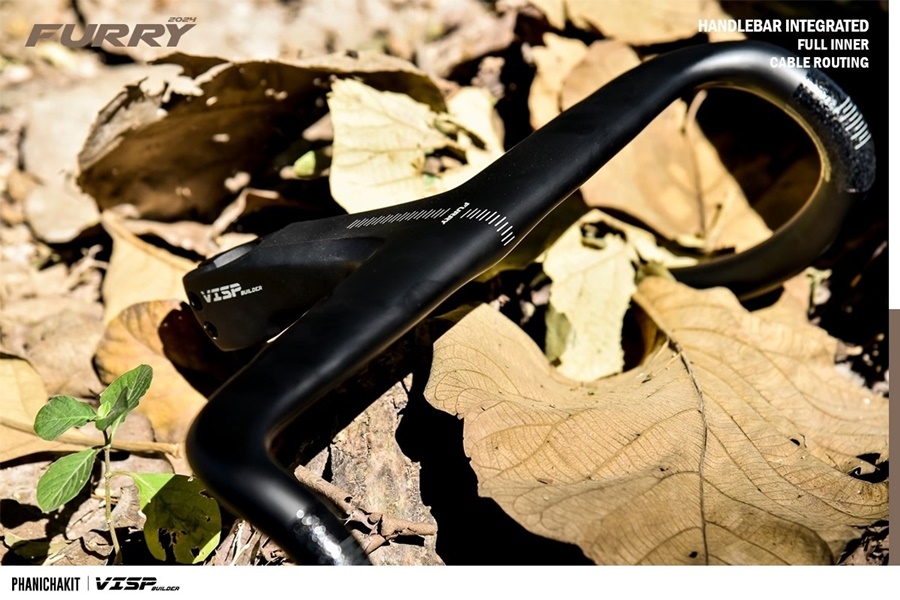 แฮนด์เสือหมอบคาร์บอน อินทิเกรตรุ่น FURRY จากแบรนด์ VISP BUILDER Road Bike Handlebar Integrated มีช่องสำหรับรองรับระบบ Di2 NEW2024