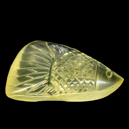 เลม่อนเยลโล่ควอร์ตแกะลายปลา 24.10 กะรัต