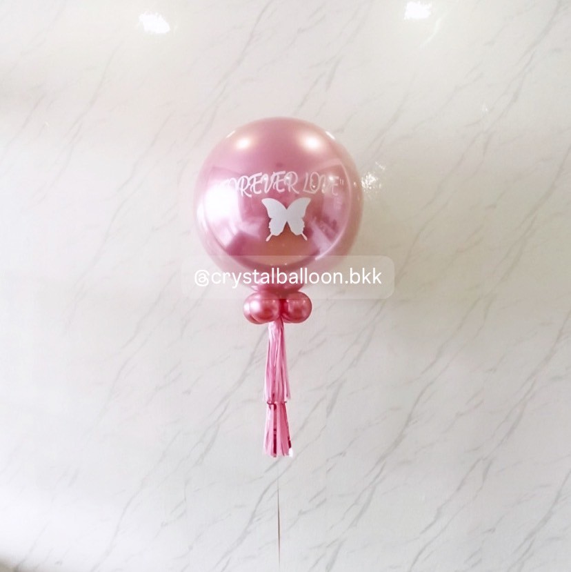 ลูกโป่ง วาเลนไทน์ ลูกโป่งยางสีชมพูแชมเปญโครเมี่ยม ขนาด 24" พร้อมตกแต่ง สามารถเปลี่ยนสีลูกโป่ง/้เปลี่ยนข้อความ/เปลี่ยนขนาด/เปลี่ยนสี-ป้ายธงได้