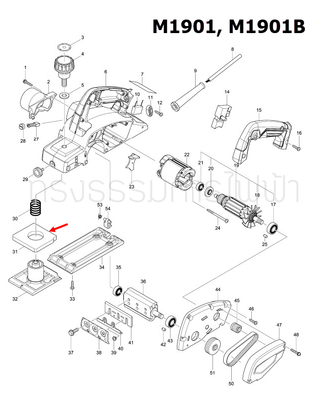 RUBBER PACKING 18 กบไสไม้ไฟฟ้า Maktec มาคเทค, Makita มากีต้า MT190, M1901, M1901B, M1902, M1902B [#31] Pn.421858-8 (แท้) ##