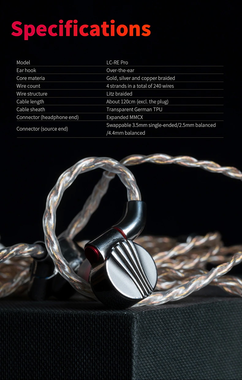 ขาย FiiO LC-RE PRO สายอัพเกรดหูฟังถักผสม ทอง, เงิน, ทองแดง ระดับเรือธง