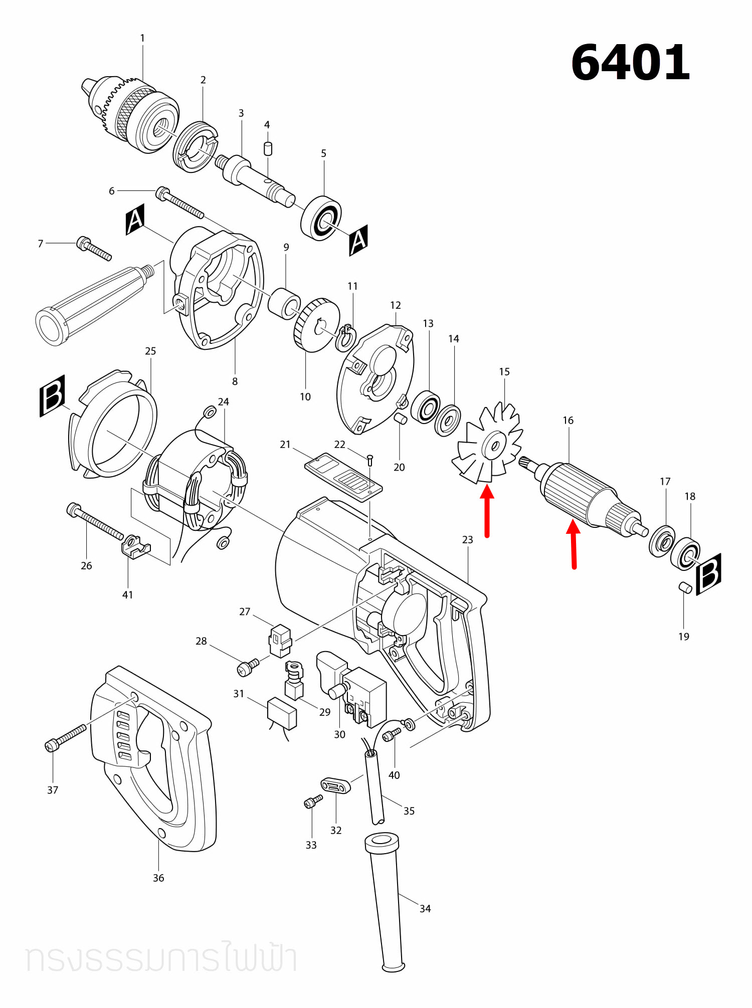 ทุ่น สว่าน Makita มากีต้า 6401 (แท้) ##