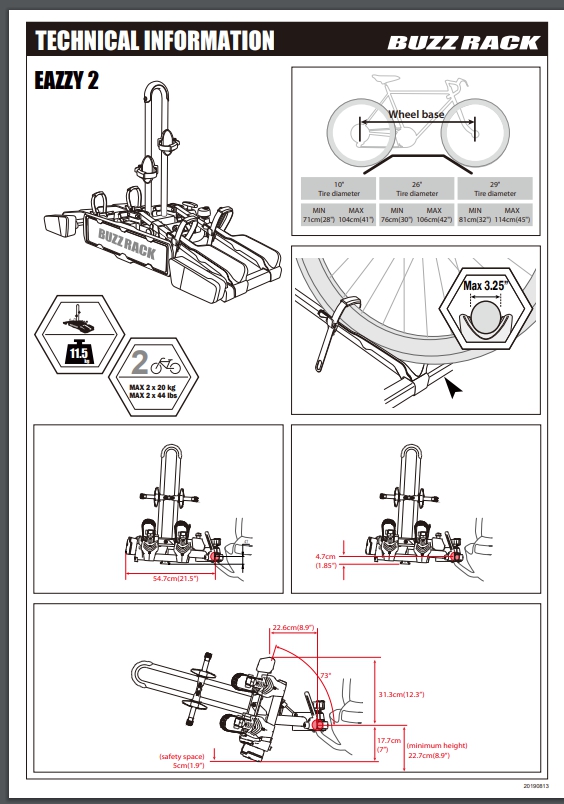 BUZZRACK EAZZY 2 แร็คจักรยานวางท้ายรถ (ต้องมี Townball) สำหรับ 2 คัน แร๊คท้ายรถ