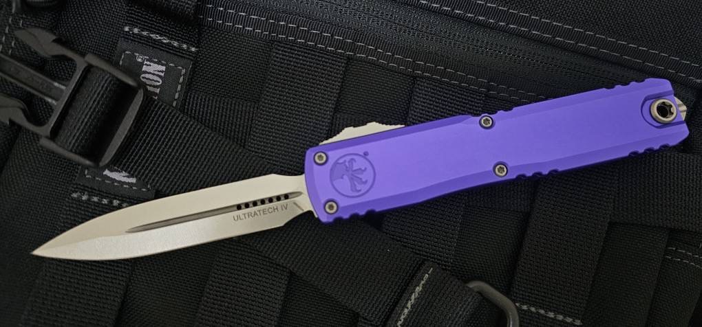 Microtech Ultratech Gen IV D/E Stonewash Standard w/ Purple Handle