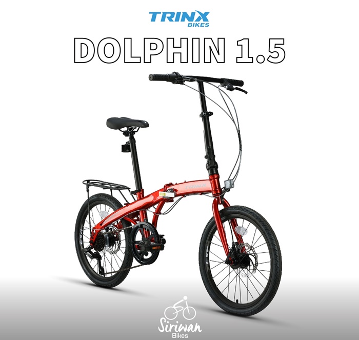 จักรยานพับได้ TRINX DOLPHIN 1.5 Disc SHIMANO 7 speed เฟรมเหล็ก วงล้อ 20 นิ้ว มีตะแกรงซ้อนท้าย TRINX MY2023