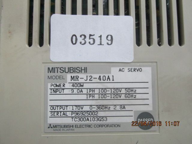 SERVO DRIVE “ MITSUBISHI ” รุ่น MR-J2-40A1