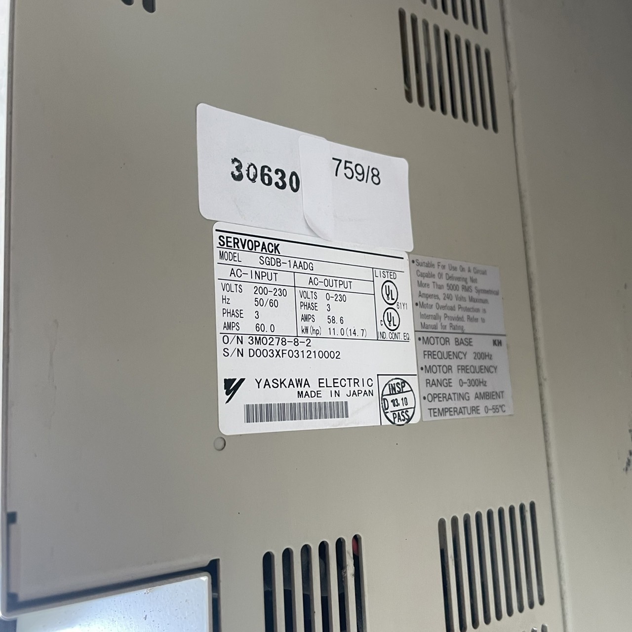 SGDB-1AADG SERVO DRIVE " YASKAWA "