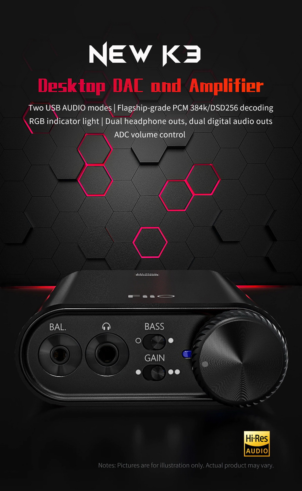 ขาย FiiO K3S DAC/AMP ตั้งโต๊ะระดับเรือธง รองรับPCM 32Bit/384kHz , DSD256