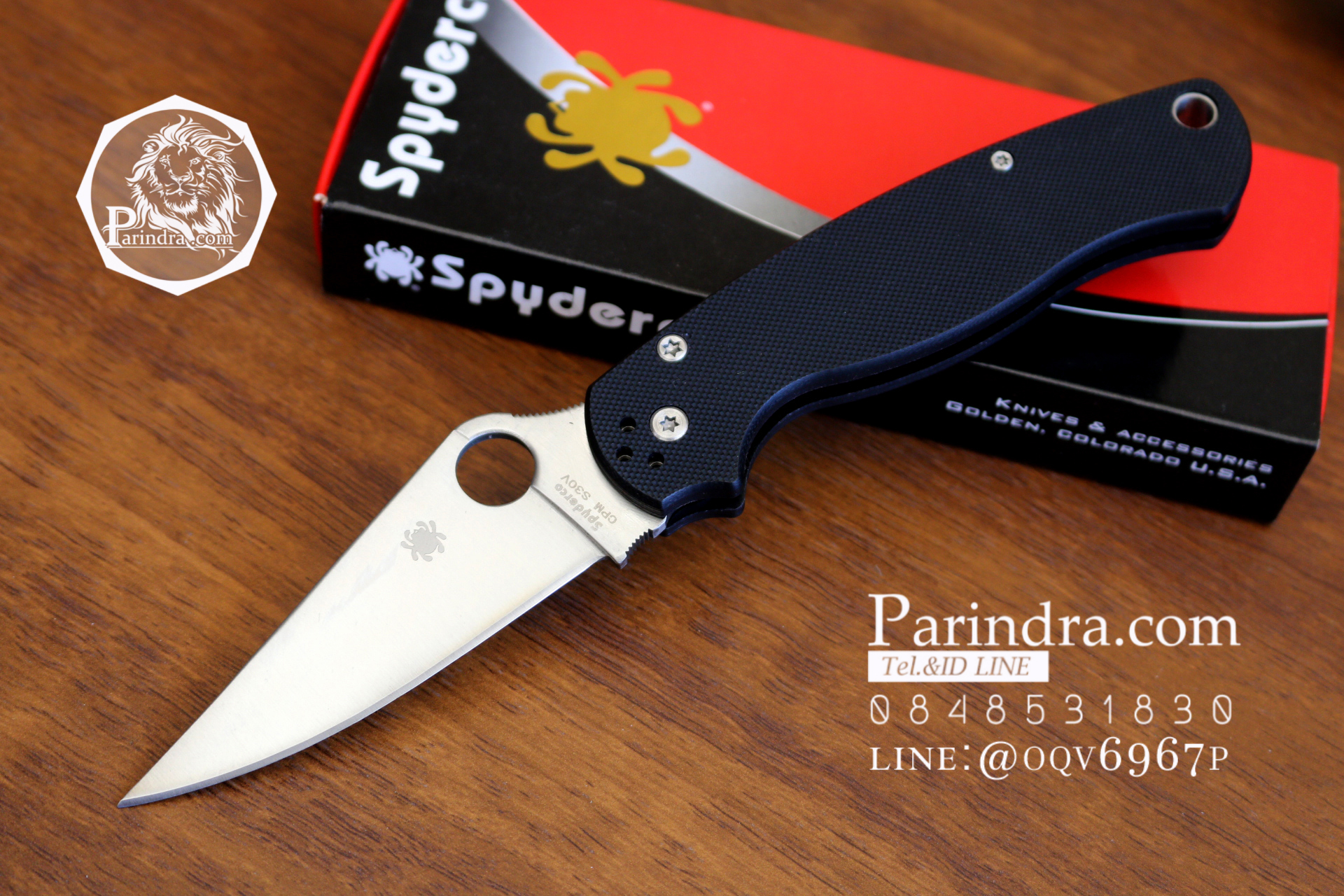 มีดพับ Spyderco รุ่น Paramilitary 2 ด้าม G10 สีดำสนิท ขนาด 8 นิ้ว (OEM) A++ (FA35)