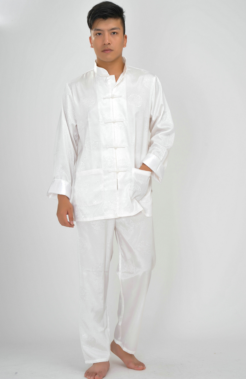 Pre-order ชุดจีน ชาย เสื้อพร้อมกางเกง สีขาว