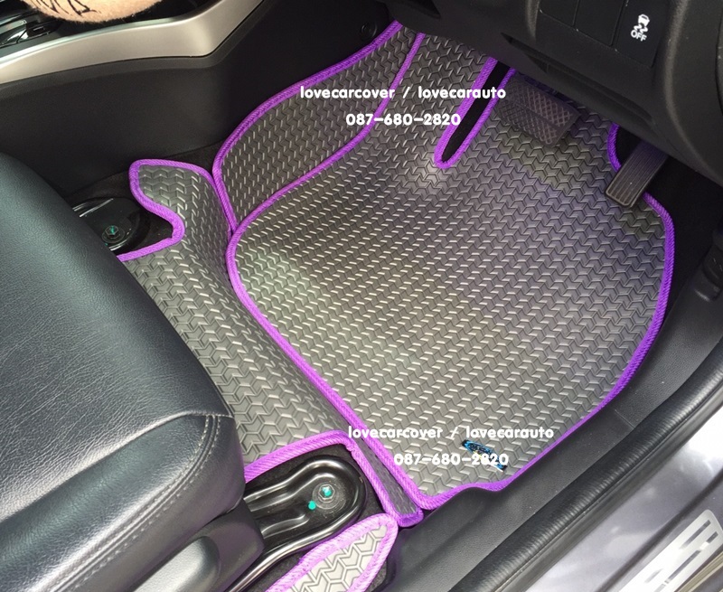 ขายพรมปูพื้นรถเข้ารูป honda city 2014 ลายธนูสีเทาขอบม่วง