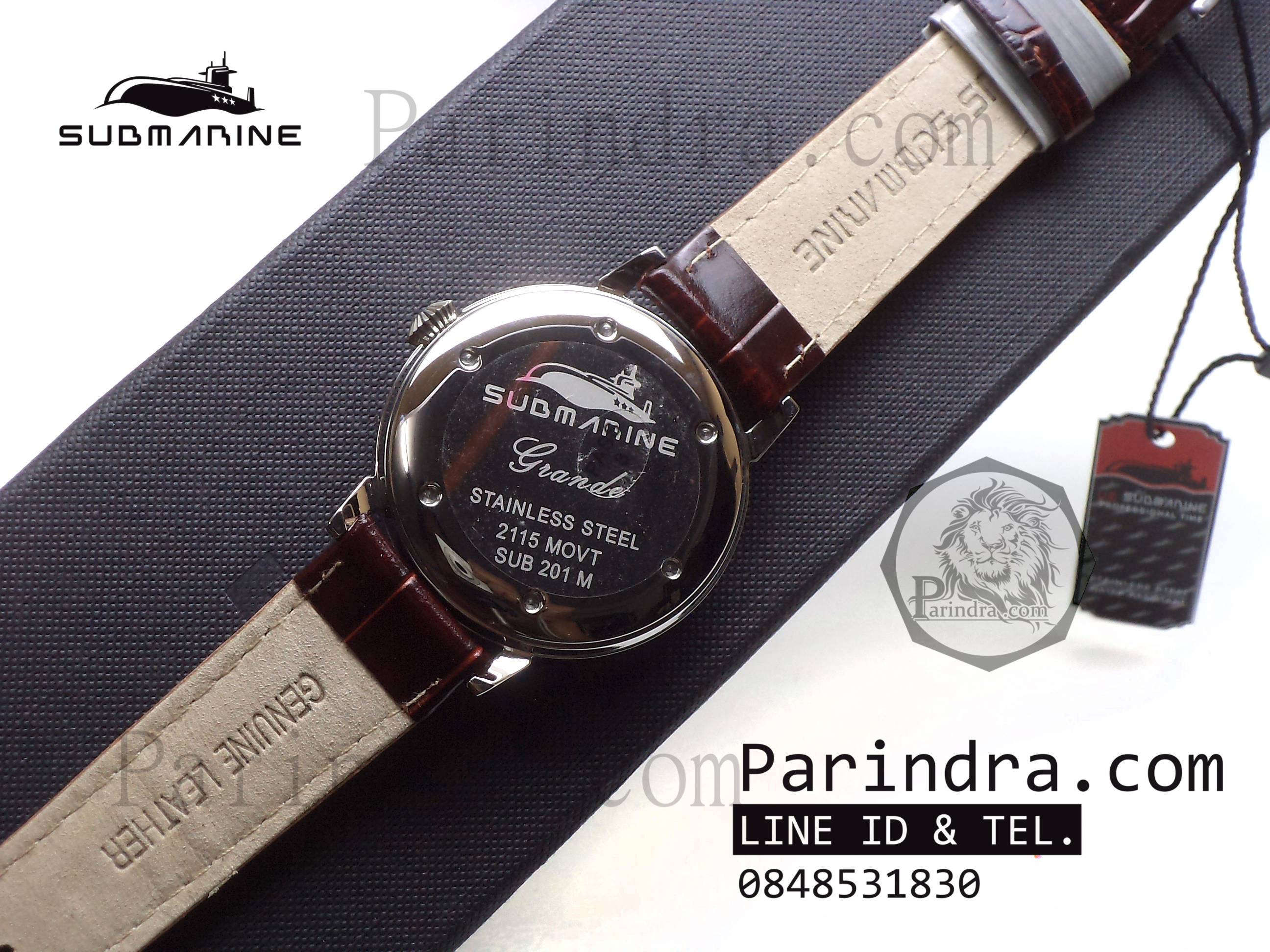 นาฬิกา US submarine Pro รุ่น SUB201M สายหนังสีน้ำตาล หน้าปัดสีเงิน Japan Movement