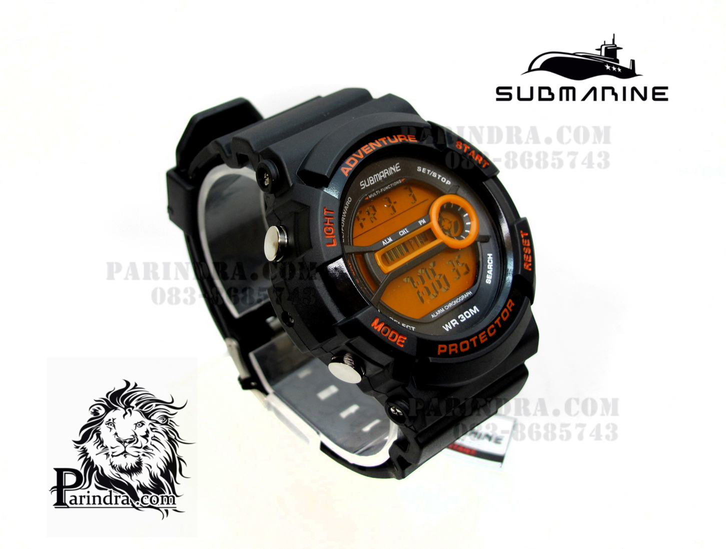 นาฬิกา US submarine TP1301M สีดำ พื้นหลังส้ม