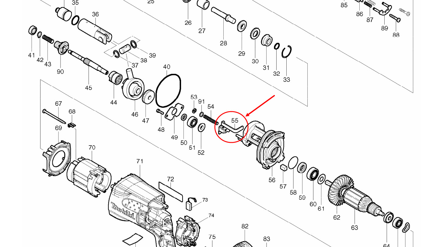 ขาเหล็ก Makita-มากีต้า HR2451, HR2453, HR2454, HR2470F, HR2470FT, HR2475 [#55] #A13