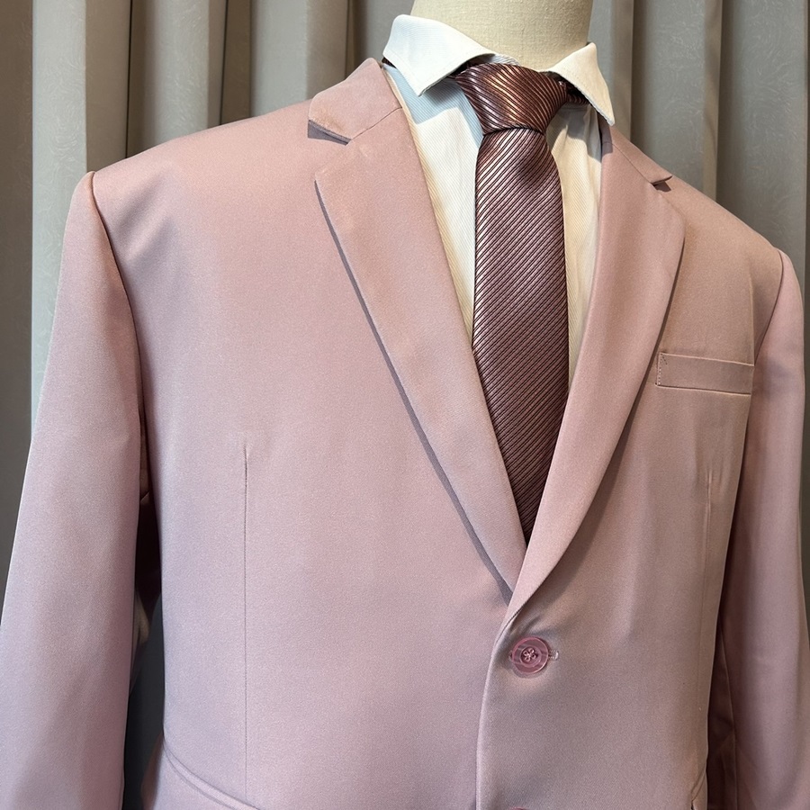 พร้อมเช่า ชุดสูทชาย สีชมพู งานตัดสูทพลัสไซส์ (ไม่มีกั๊ก)