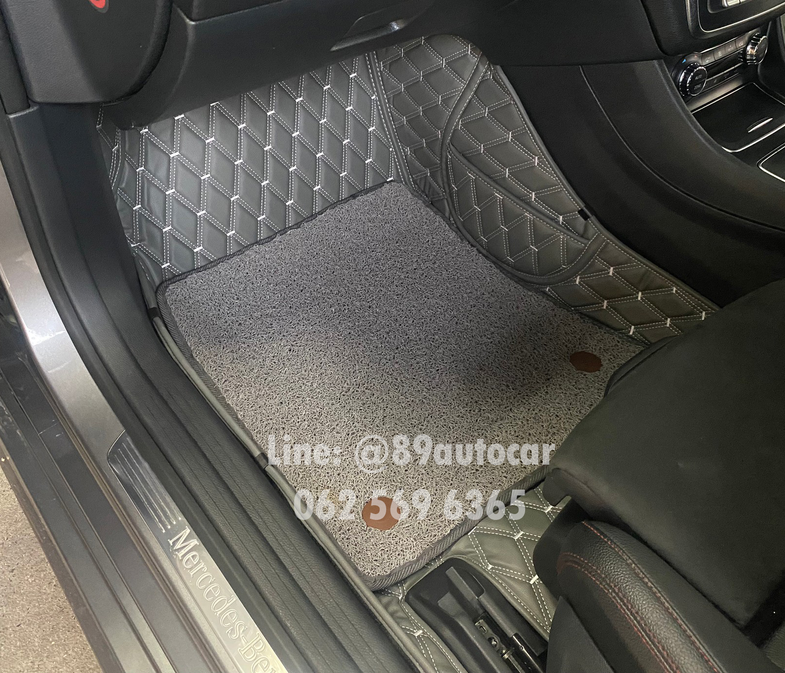 พรมรถยนต์ Benz CLA250 ปูพรม7D สีเทาด้ายเทา + ไวนิลสีเทา เต็มคัน