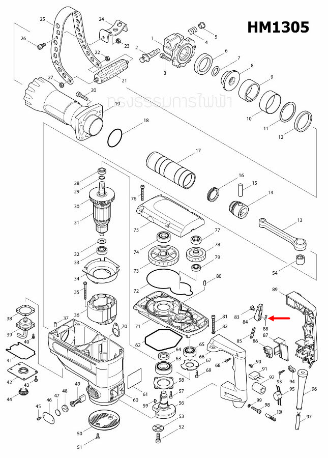 สปริง สกัด เจาะพื้น Makita มากีต้า HM1305, HM1306 [#88] Pn.231457-6 (แท้) ##