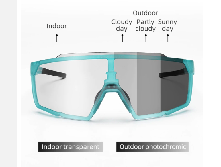 แว่นตา ROCKBROS Glasses Photochromic / Polarized Lens Myopia Frame (ฟ้า,ดำ)