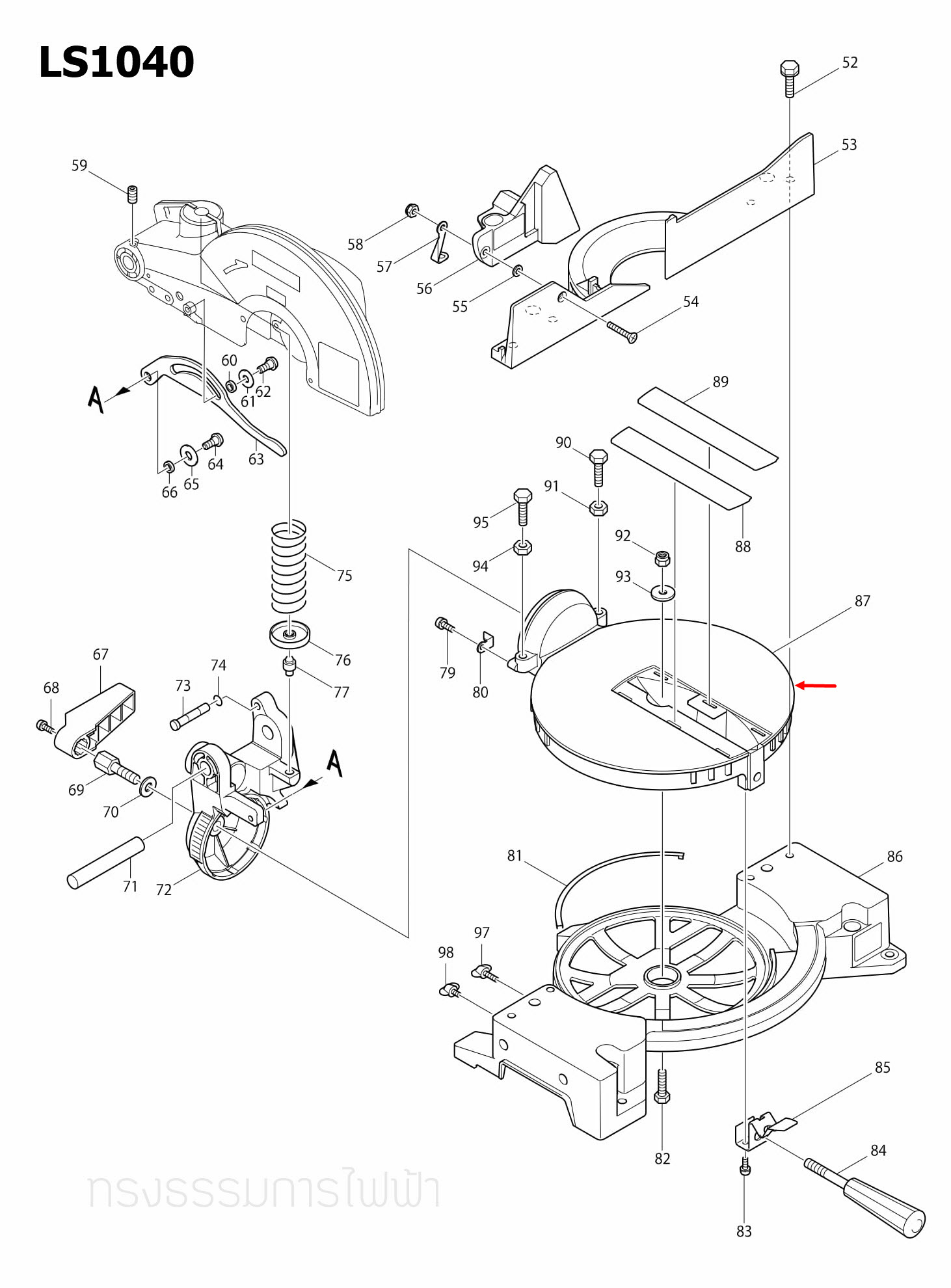 TURN BASE แท่นตัดองศา Makita มากีต้า LS1040 [#87] Pn.316824-7 (แท้) ##