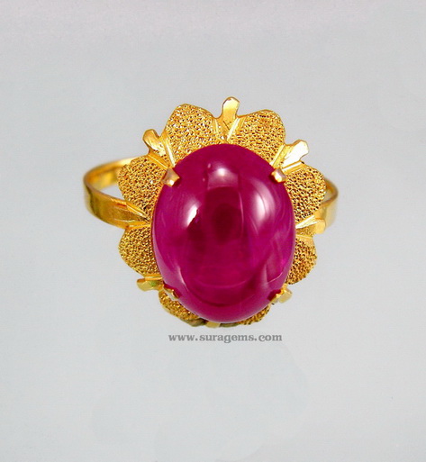 ทับทิมพม่า Natural Burma Ruby ใบเซอร์AIGS ทรงไข่ สีแดงเลือดนกสดสวย รูปสวยเนื้อหนาทรงงาม ขนาด 12.97x10.05x6.37 มม. นน. 7.94 ct.