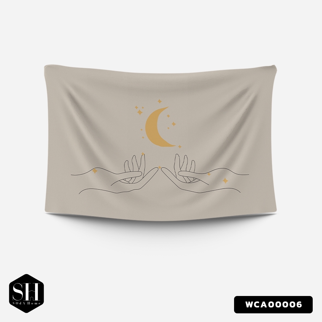 ผ้าติดผนัง ผ้าแขวนผนัง ผ้าตกแต่ง Moonshine WCA00006 #SOdAhome #SOdAPrintinG #WallCloth