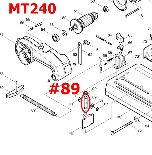 PIN ล็อค แท่นตัด Maktec MT240, MT241, M2401 [#89] Pn.256474-5 (แท้) ##