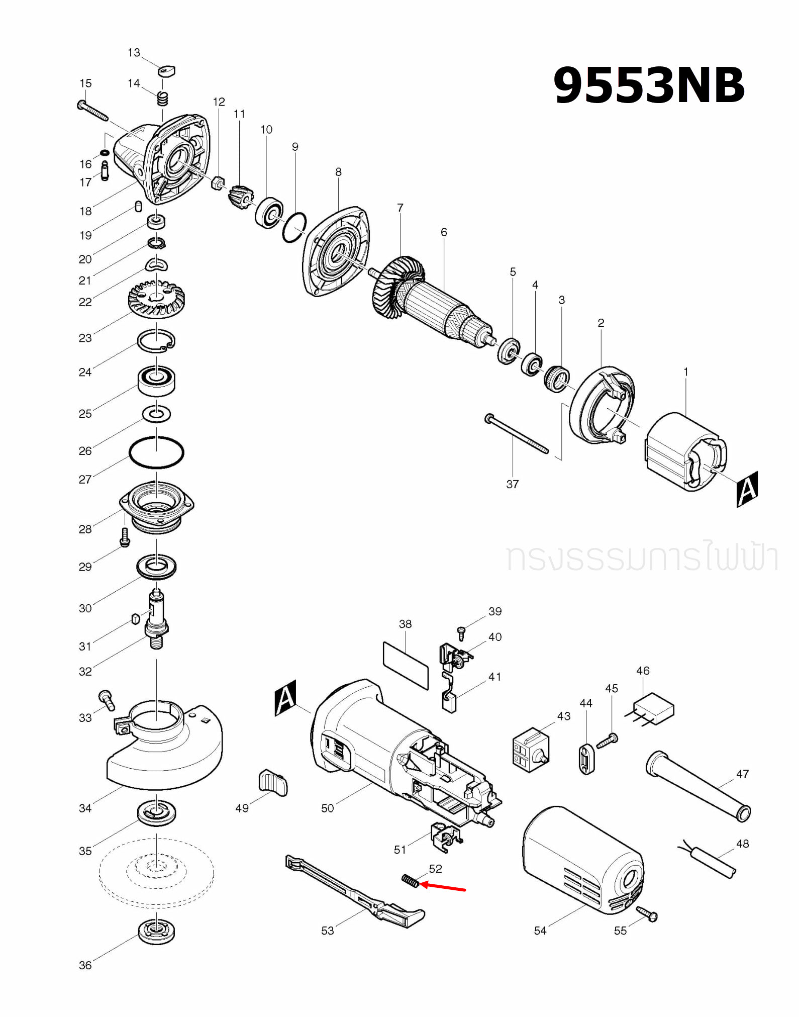 COMPRESSION SPRING 4 หินเจียรไฟฟ้า Makita-มากีต้า 9556, NB, HN,9553NB [#52] Pn.233121-5 (แท้) ##