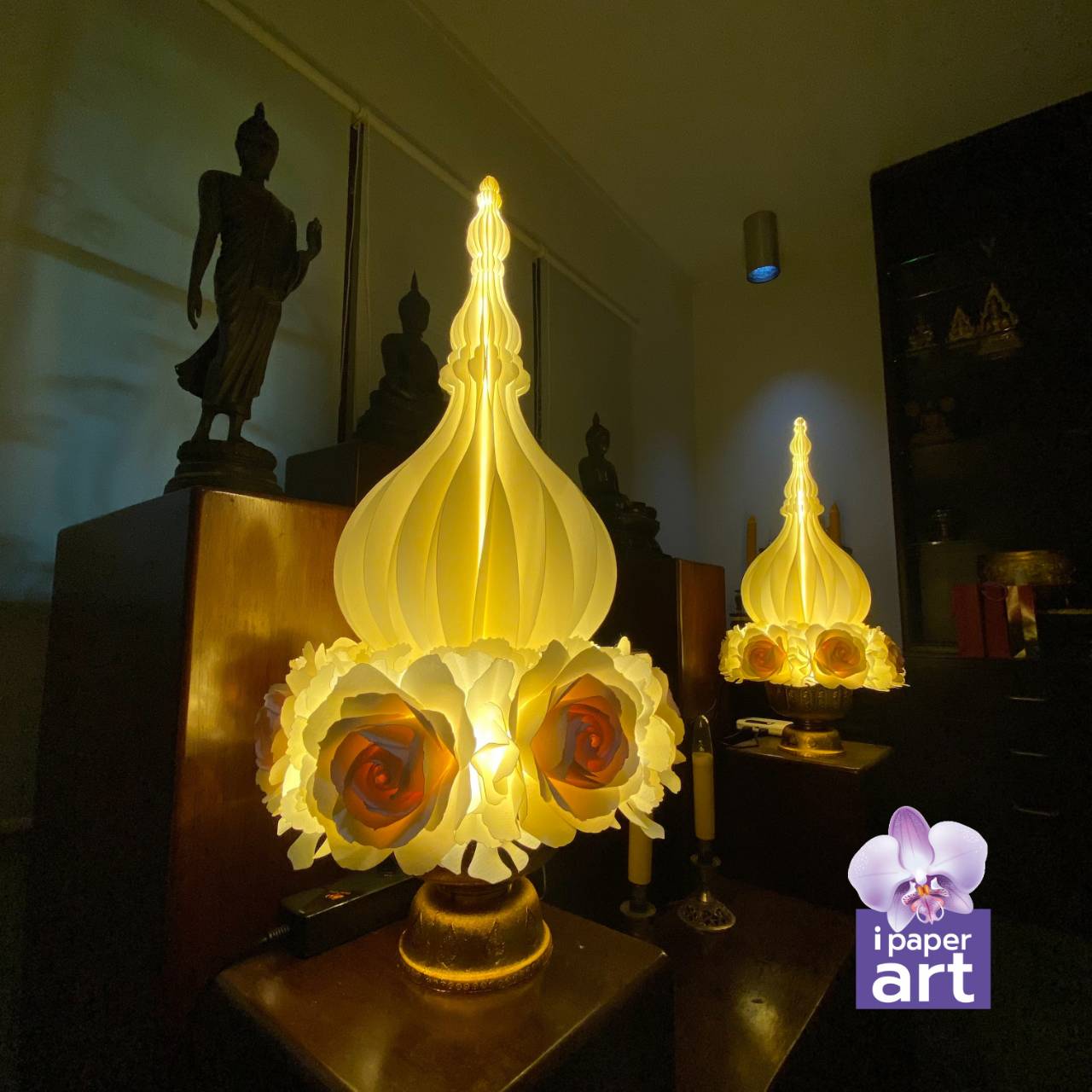 พุ่มเรืองแสง โคมไฟพุ่ม LED แบบสาย USB | วางห้องพระ หิ้งบูชา | สินค้าไทย งานปราณีต
