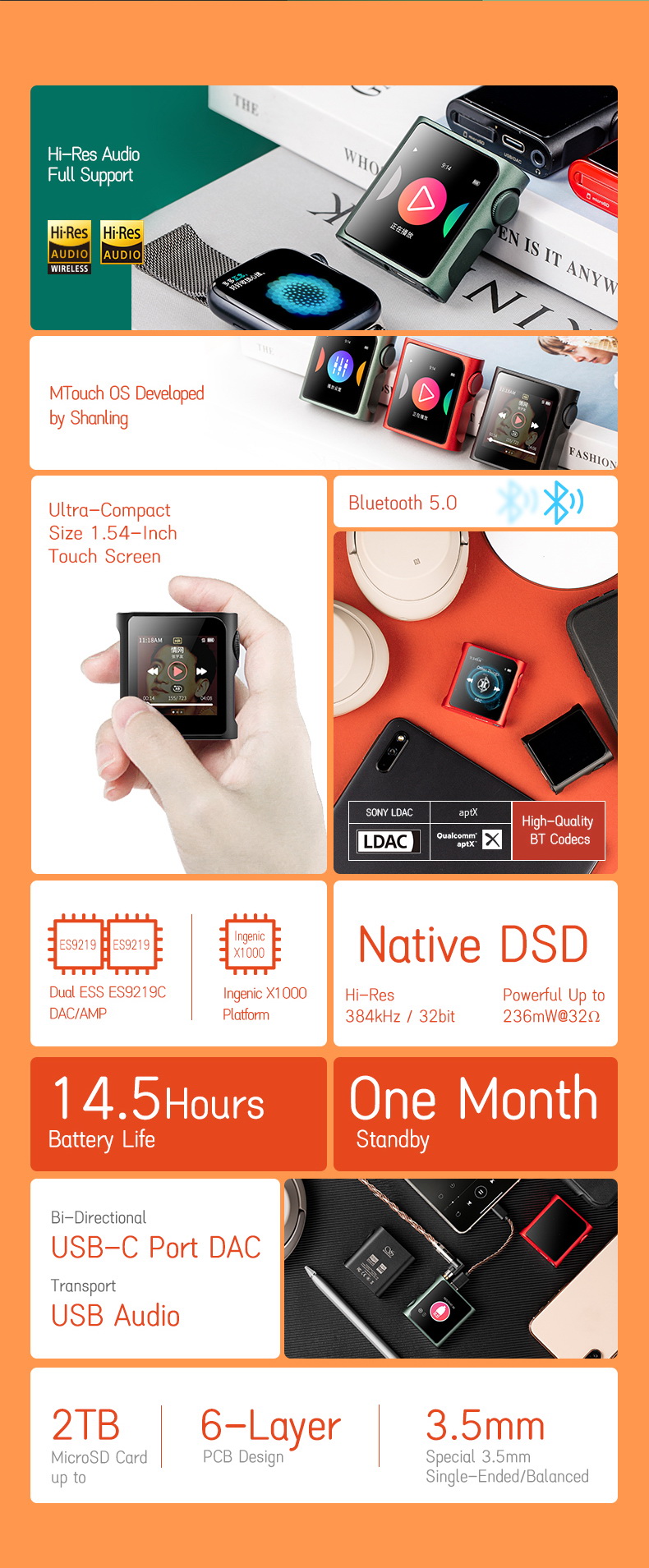 Shanling M0 PRO เครื่องเล่นเพลงพกพาจิ๋ว รองรับ Dual Hi-Res ประกันศูนย์ไทย