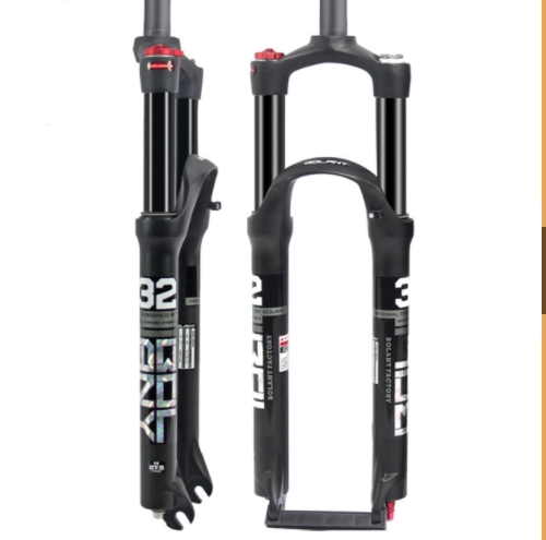 โช๊คลม BOLANY ล้อ 26 นิ้ว MTB Bicycle Magnesium Alloy Suspension Fork, Straight Steerer Front Fork (Manual Lockout ), S686 ยุบ 100 มม. แกน32มม มีสีดำ