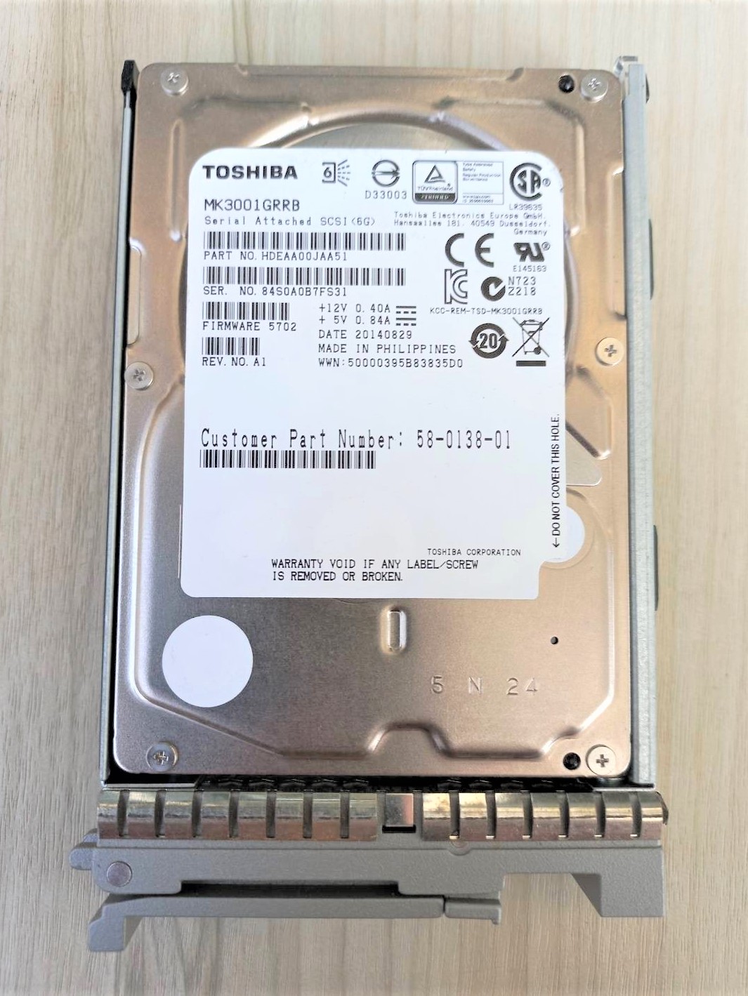 HDEAA00JAA51 Toshiba 2.5 SAS Hard Drive1 model MK3001GRRB.